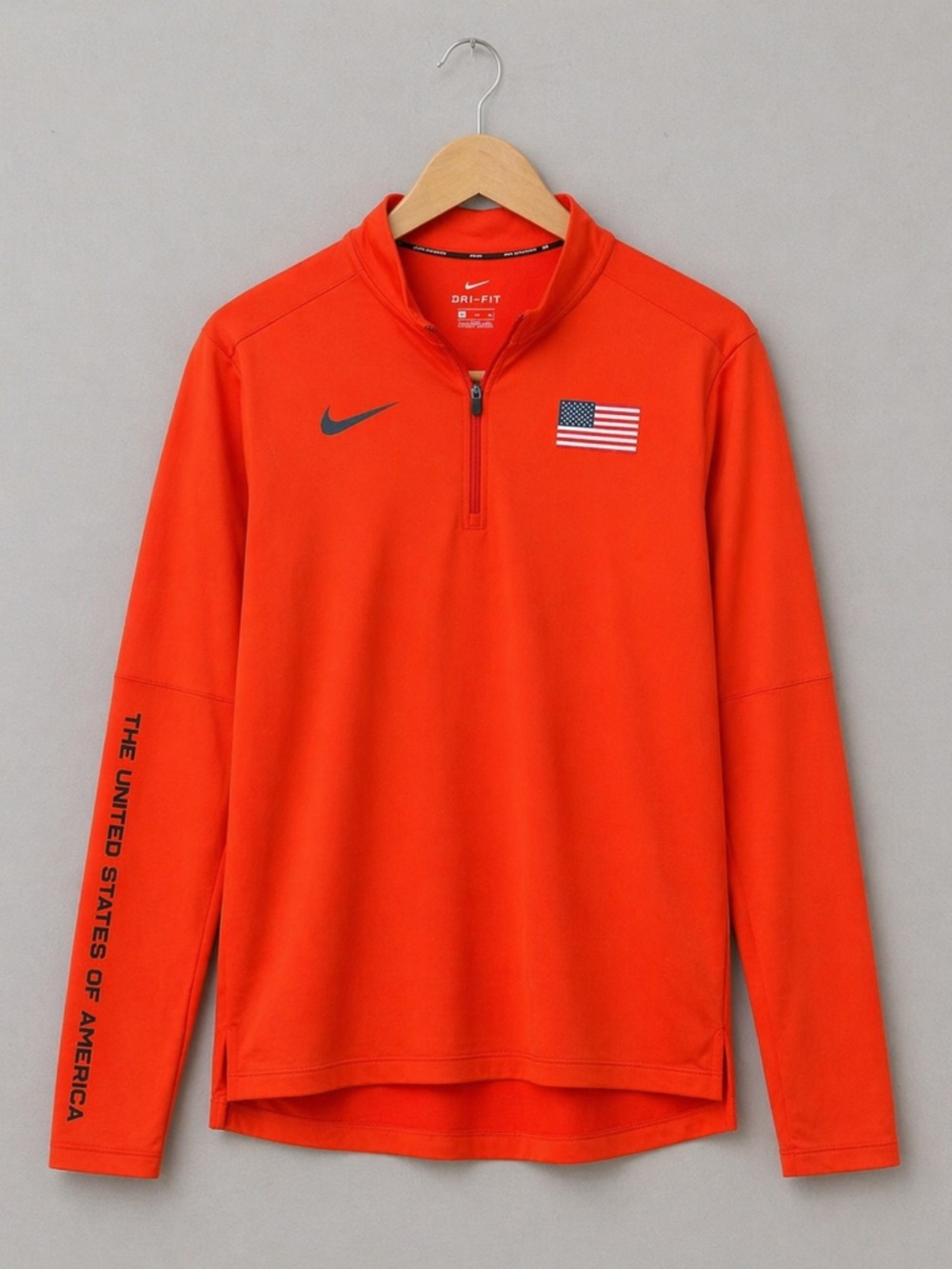 Nike Red Long Sleeve 1/4 Zip with USA Patch